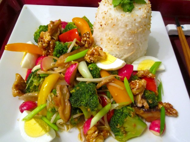 Stir Fried Vegetables, Egg & Fan