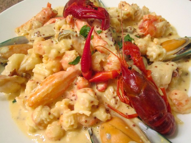 Seafood In Whole Grain Mustard Cream