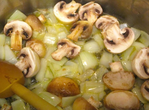 Saute Onions & Mushrooms in Olive Oil