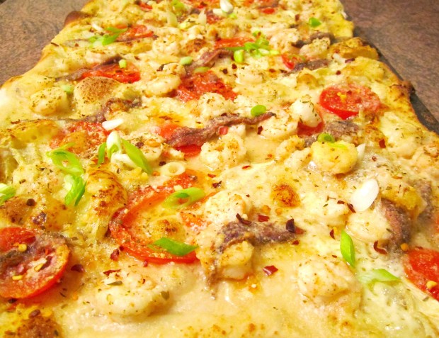 Shrimp. Anchovies & Brie Pizza