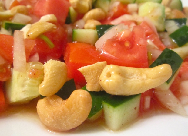 Sprinkle Salad With Salted Cashew Nuts