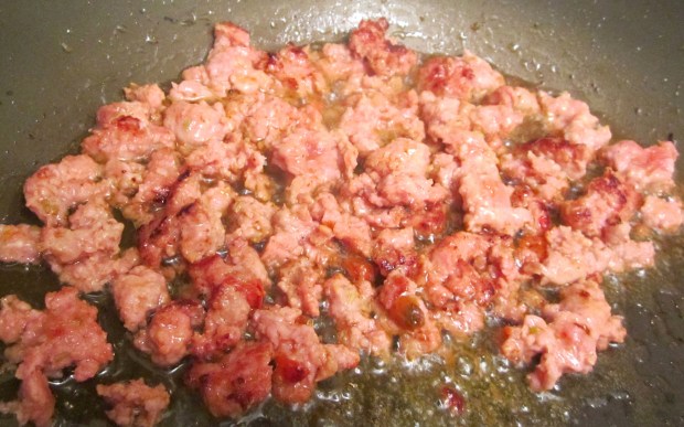 Saute italian sausage in olive oil