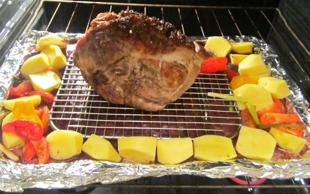 Add potatoes, cook for another hour or until potatoes are soft. Remove meat, cover lightly and let rest thirty minutes