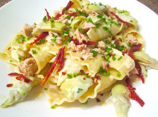 simmer one minute, add mascarpone and chives, check/adjust seasoning