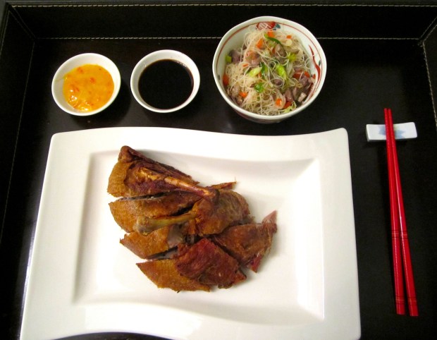 Crispy Fried Duck With Dirty Rice Sticks