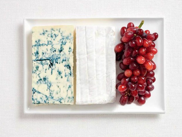 France -  blue cheese, brie cheese and grapes