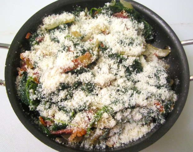 sprinkle with freshly grated parmigiano reggiano, gratinate until golden