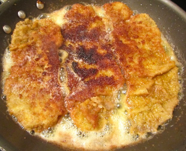 saute in peanut oil until golden, discard oil, finish in butter