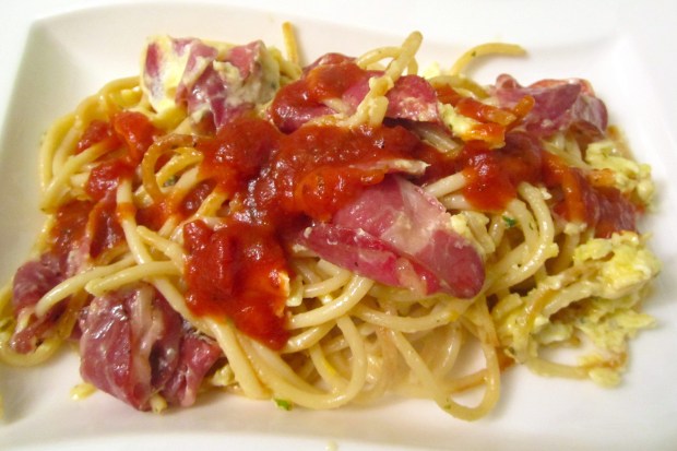 drizzle a bit of tomato sauce