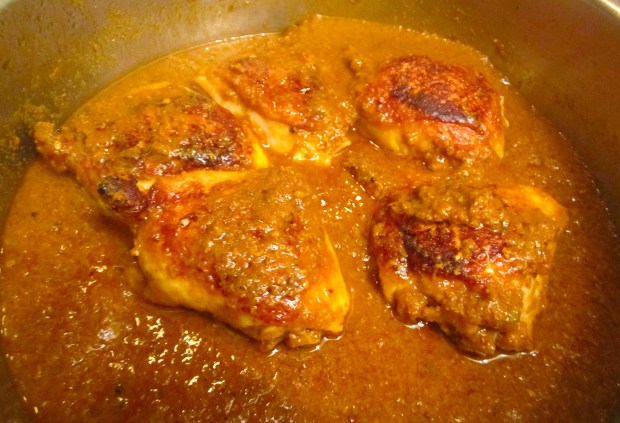 add curry sauce/base, lots of chopped cilantro and a bit of water