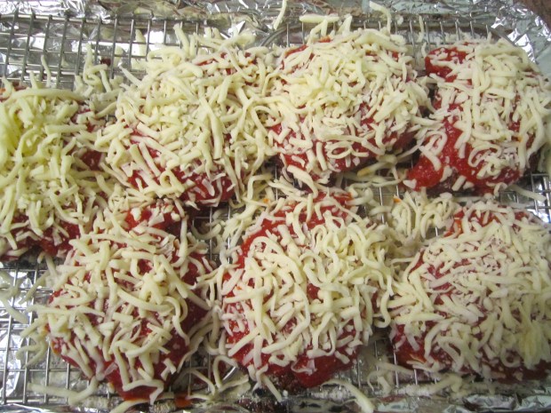 sprinkle with shredded mozzarella, sprinkle with oregano, bake until cheese has melted