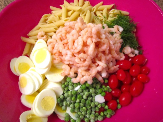 Shrimp, Pasta And Egg Salad