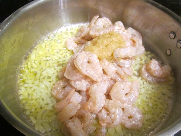 season shrimp with sea salt and cayenne pepper, dust lightly with corn starch