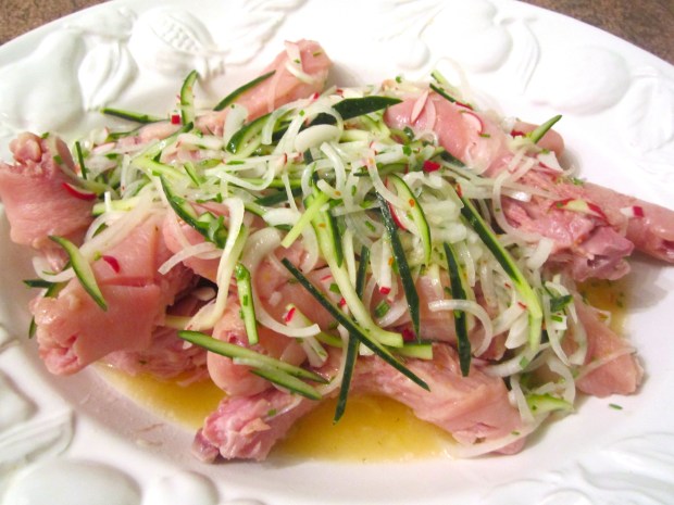 pour over tails, let stand at roomtemperature for about one hour, serve with rustic bread