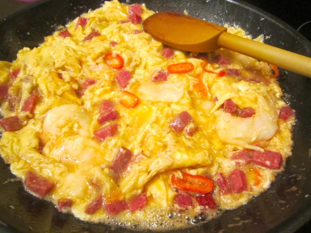 cook until eggs have set to the texture of your liking