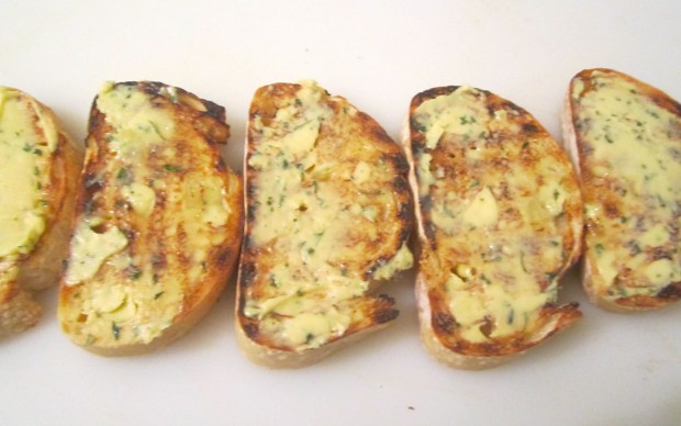 smear bread with herb butter