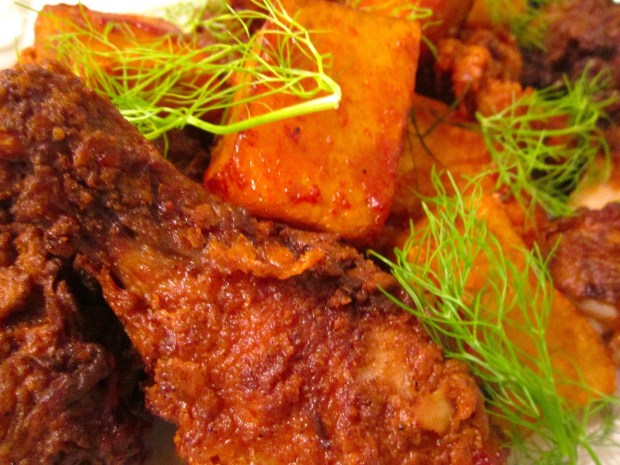 The Ultimate Fried Chicken & Angry Potatoes  (Papas Bravas)