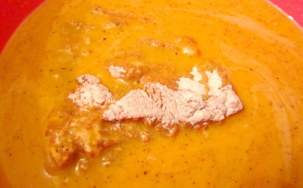 coat floured chicken with eggwash