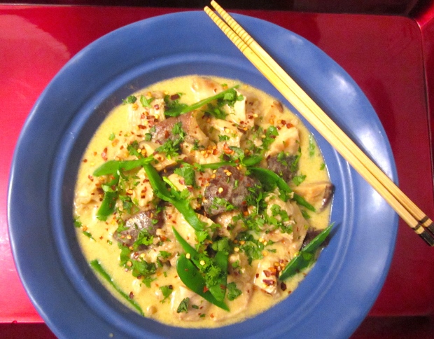 Coconut Soup With Silkened Chicken & Snow Peas