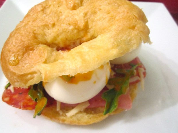 Breakfast Of Champions # 38 – Croissant, Ham, Spicy Chorizo & Soft Boiled Egg