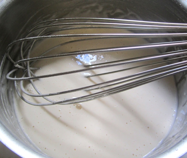 make a white roux of half butter and half a/p flour, add stock, whisk to avoid lumps, simmer for 15 minutes, strain through a fine mesh strainer