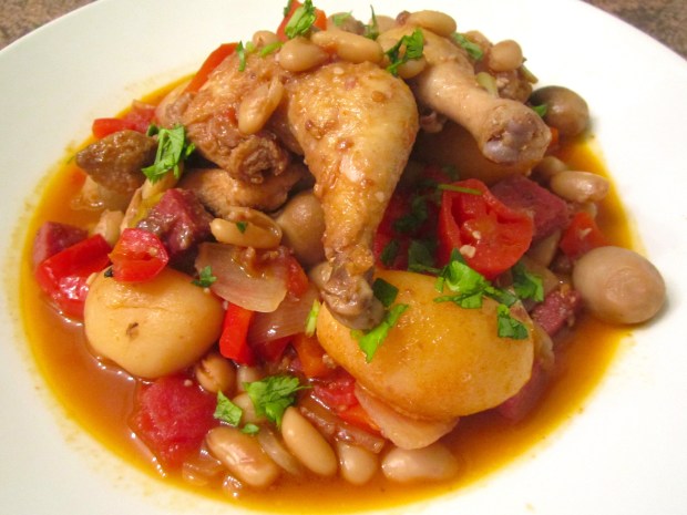 Stew Of Cornish Hen In Merlot  With Beans And Vegetables