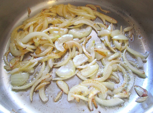 saute onions in butter until lightly caramelized, add garlic confit paste