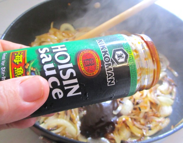 add hoisin sauce, grated ginger, garlic paste
