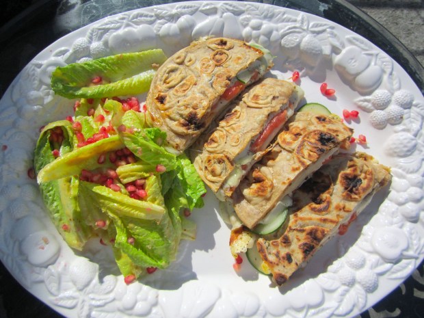 Paratha With Emmentaler, Tomato and Cucumber