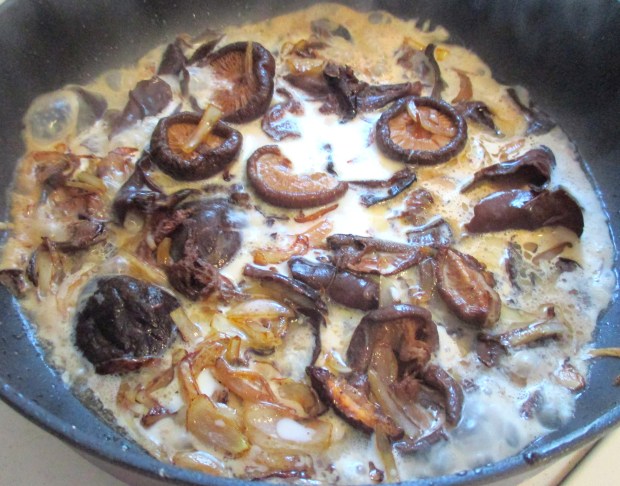 add heavy cream, salt and pepper