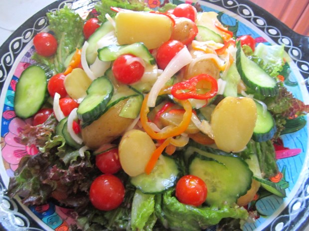 top greens with potato salad