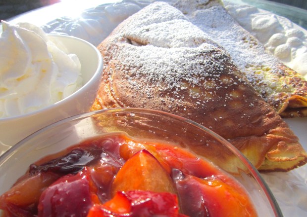 Dutch Pancakes With Caramelized Black Plums