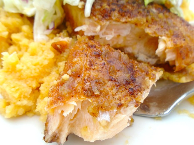 Salmon & Grits In Garlic/Lime Butter 