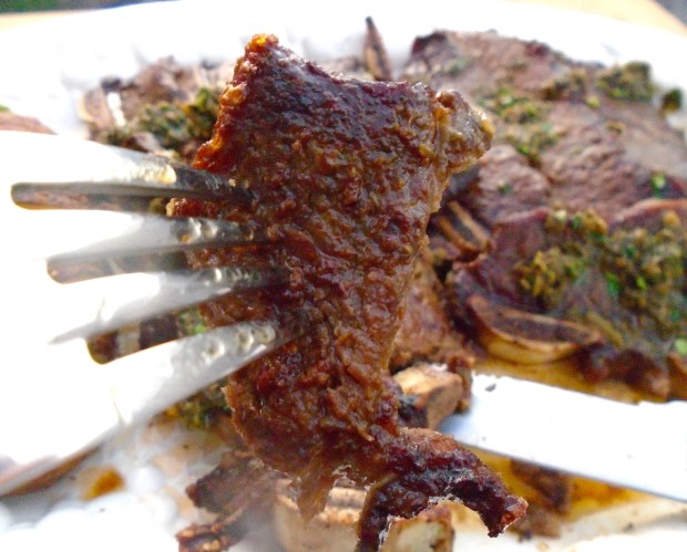 Broiled Beef Ribs With Chimichurri And Hasselback Potato