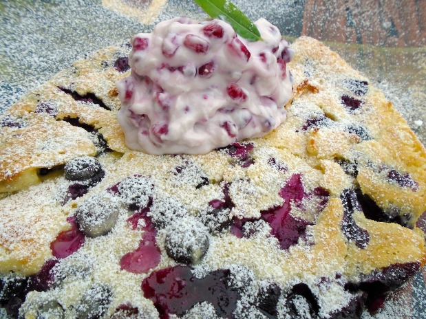Breakfast Of Champions # 51 – Blueberry Buttermilk Pancake With Fresh Pomegranate Yoghurt