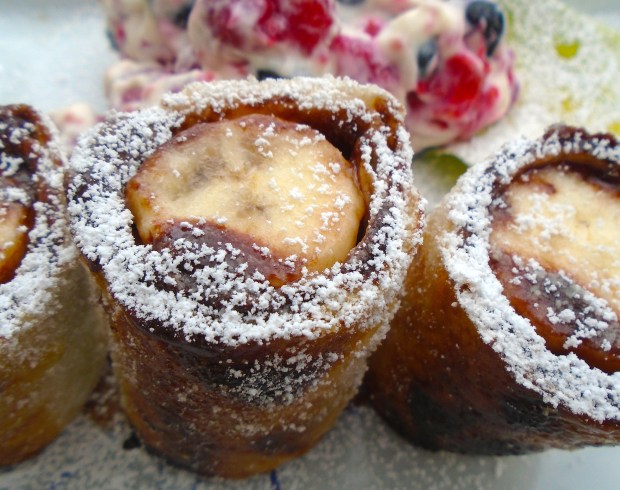 One For The Kids - Banana/Nutella Tortilla Roll With Fresh Raspberries And Blueberries