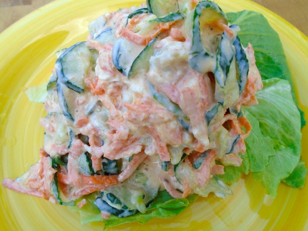Cucumber Carrot Slaw In Greek Yogurt Dressing