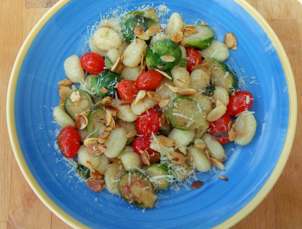Gnocchi, Brussel Sprouts And Grape Tpmatoes "Almondine"
