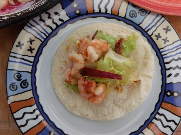 Salad Of Chili Shrimp, Chicorée Frisée, Pear And Sun-Dried Tomato (Or Is It A Taco ?)