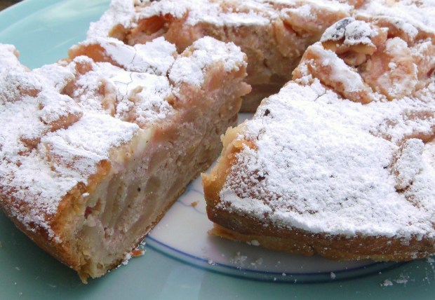 Ricotta Cheese Cake With Apples And Cashews, Served With Greek Yogurt And Pomegranate Seeds
