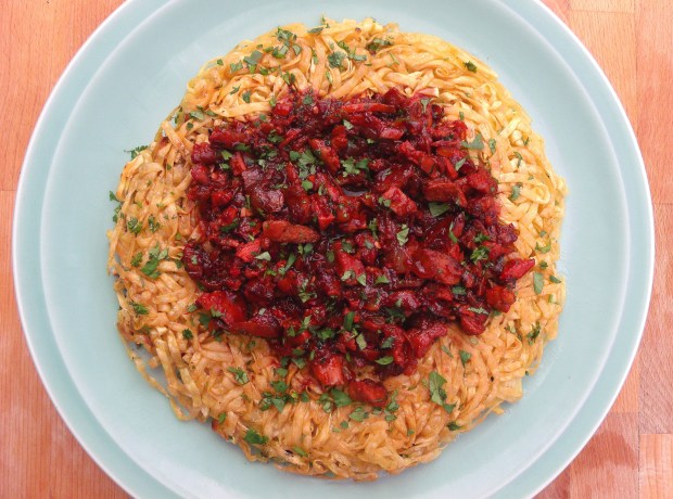 Crisp Chinese Noodle Pillow With Chile Pork