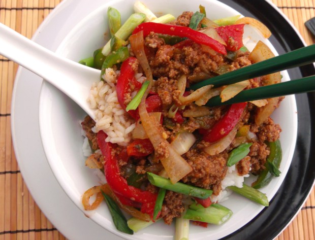 Comfort In A Bowl.......Lamb, Peppers, Onions And Rice