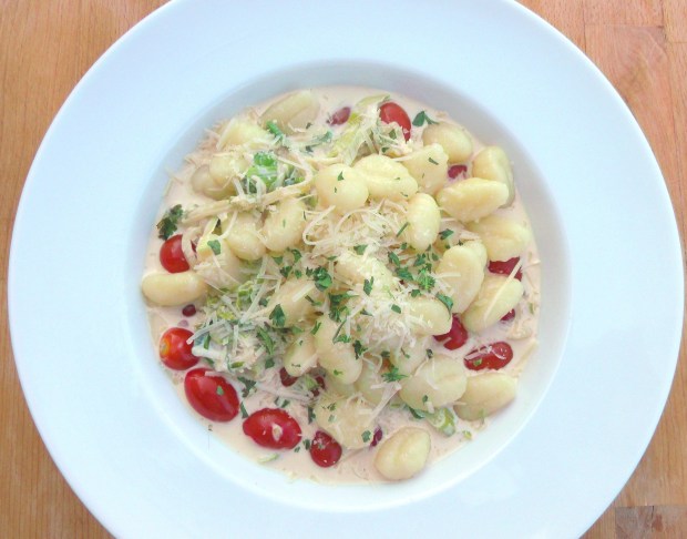Gnocchi With Creamed Leeks And Grape Tomatoes