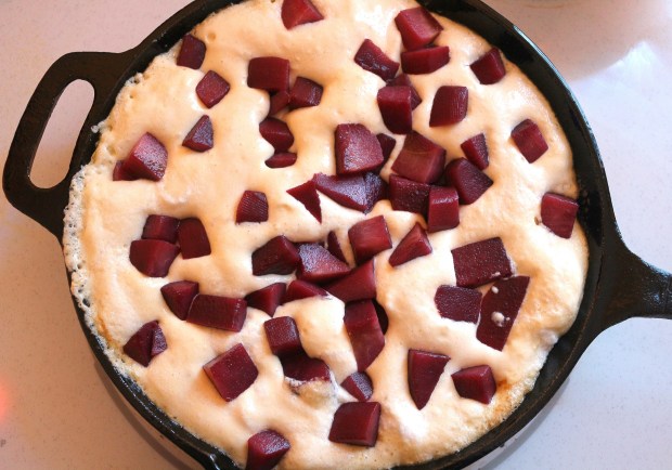 Buttermilk Pancake With Merlot-Poached Pears And Merlot Cream